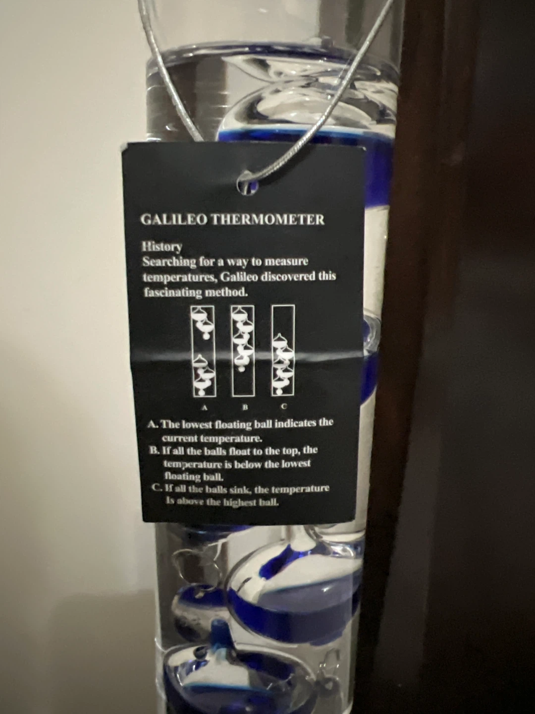 Galileo Thermometer with Blue Liquid Balls - photo 2