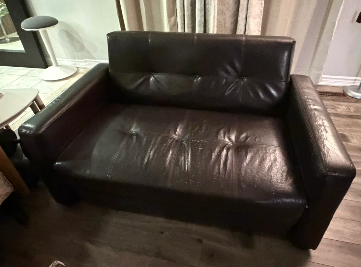 Dark Brown Leather Loveseat