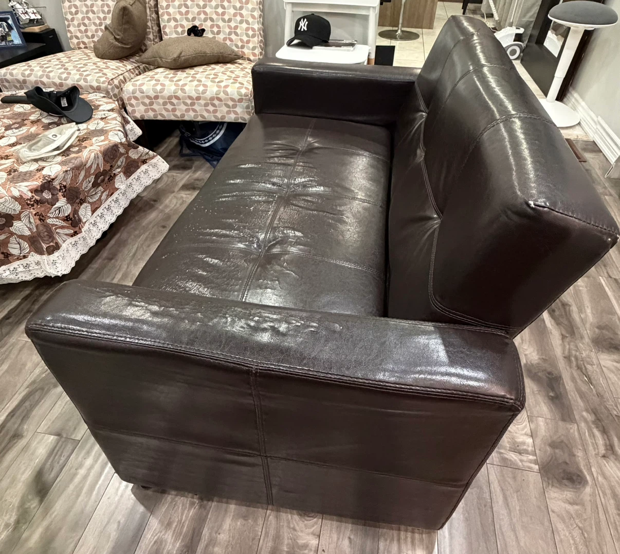 Dark Brown Leather Loveseat - photo 3
