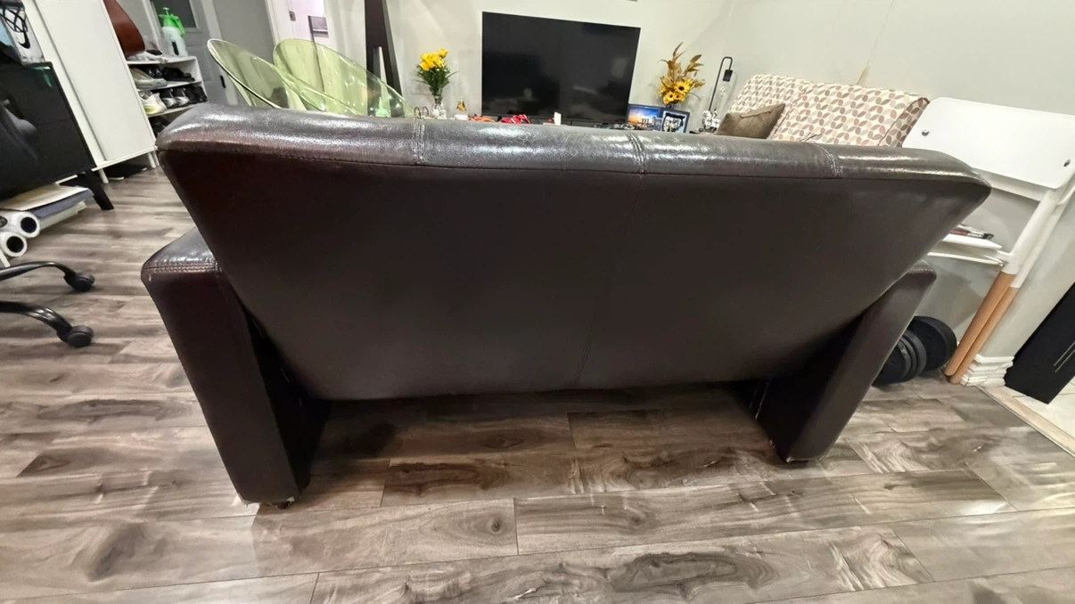 Dark Brown Leather Loveseat - photo 5