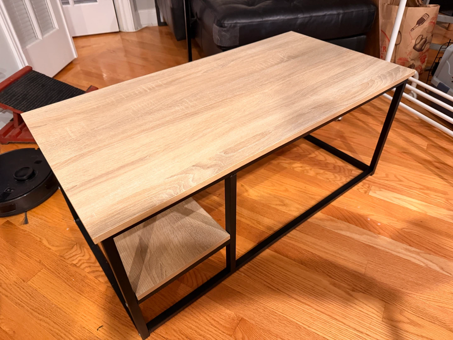 Modern Wood Grain Coffee Table with Shelf - photo 3
