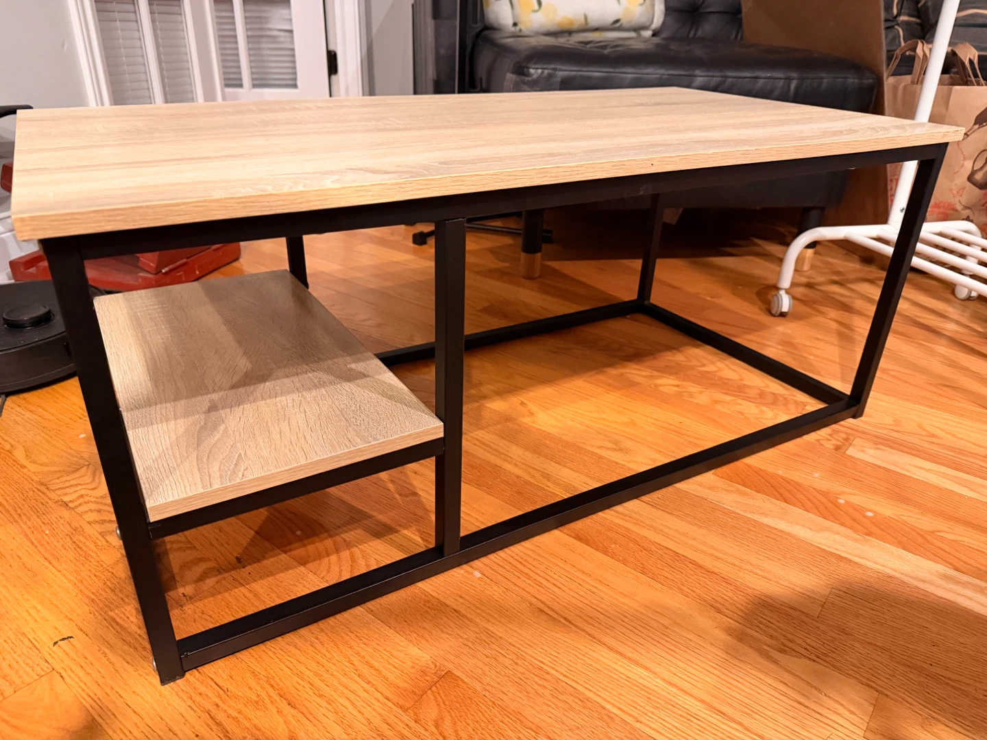Modern Wood Grain Coffee Table with Shelf - photo 2