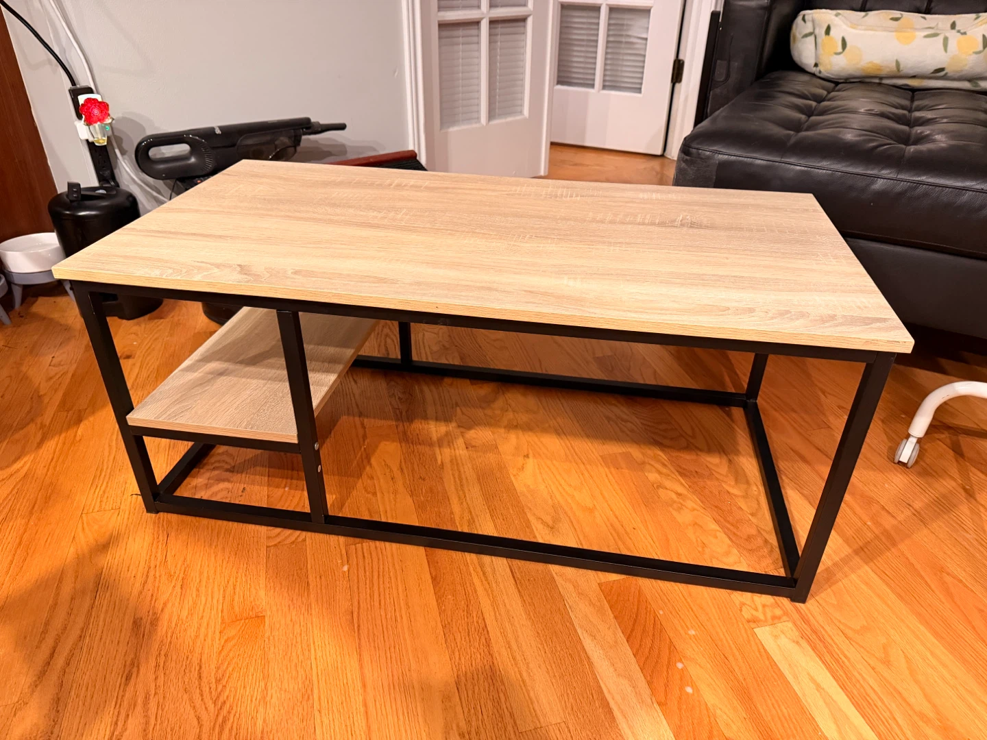 Modern Wood Grain Coffee Table with Shelf