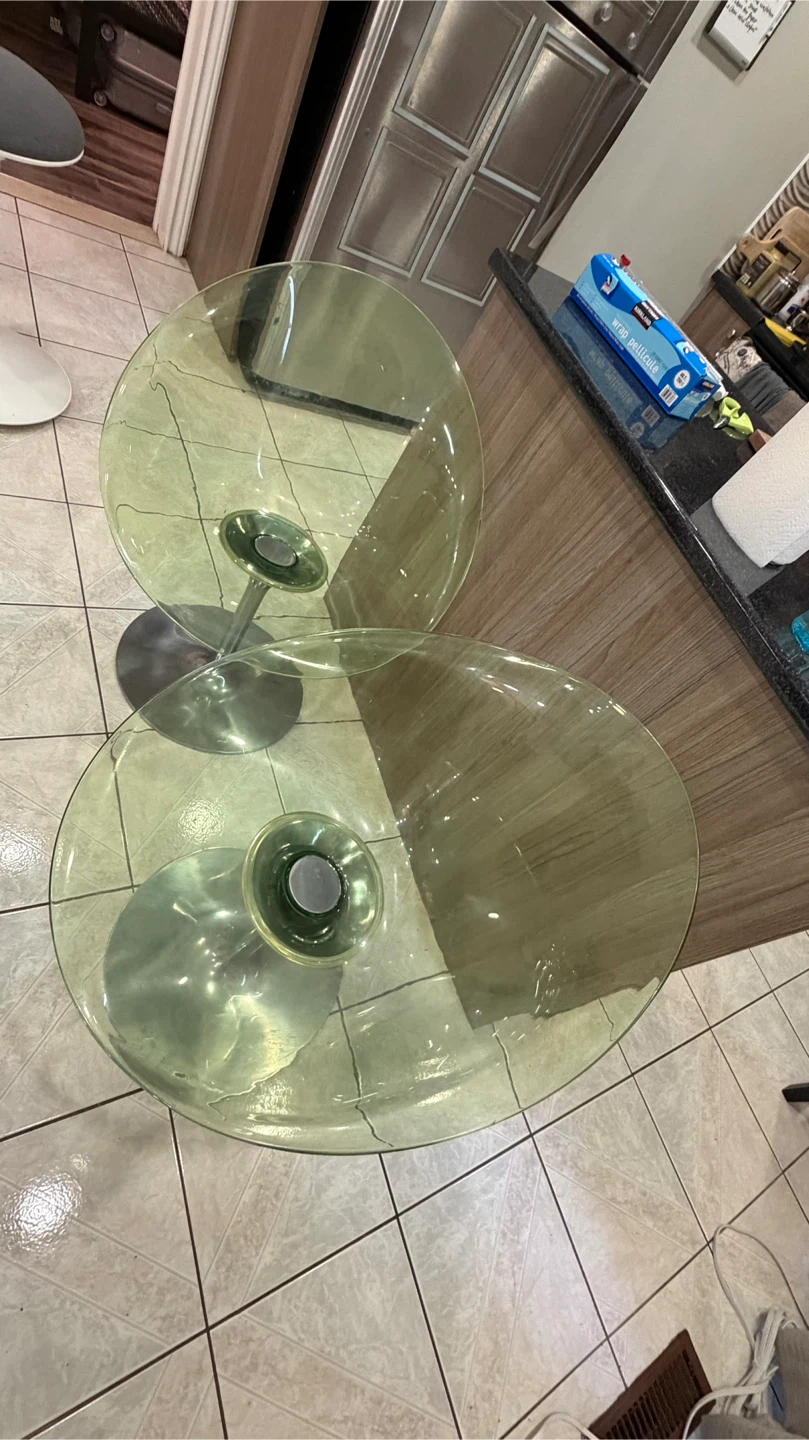 Pair of Green Swivel Accent Chairs