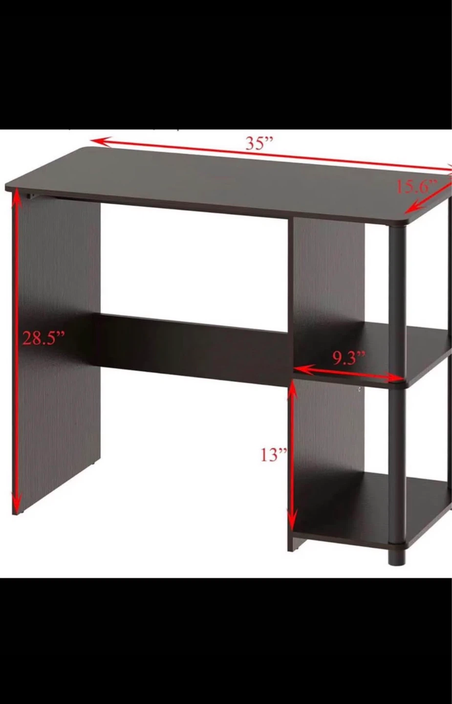 Dark Wood Computer Desk with Shelves-35 inch - photo 2