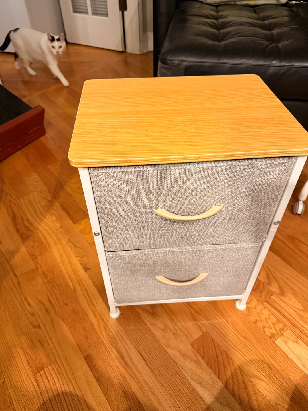 2-Drawer Fabric Dresser with Wood Top