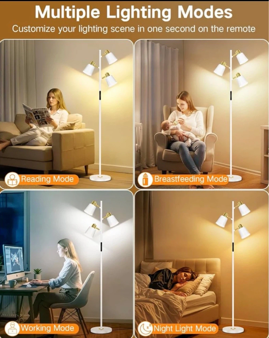 OUTON LED Tree Floor Lamp - White & Gold - photo 2