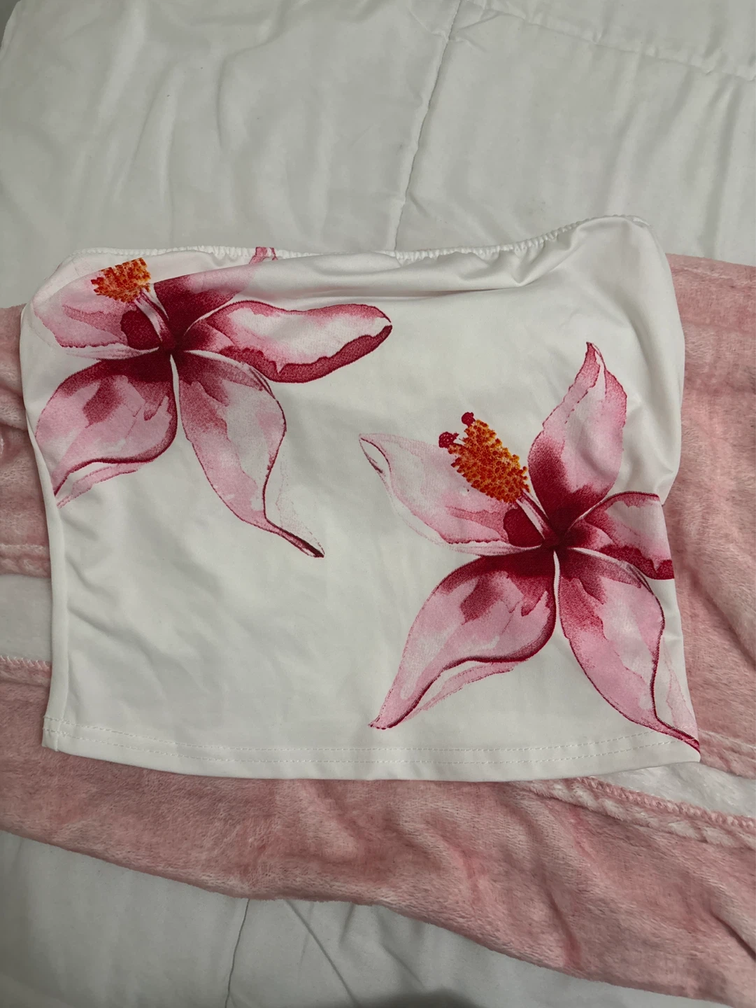 White floral tube top