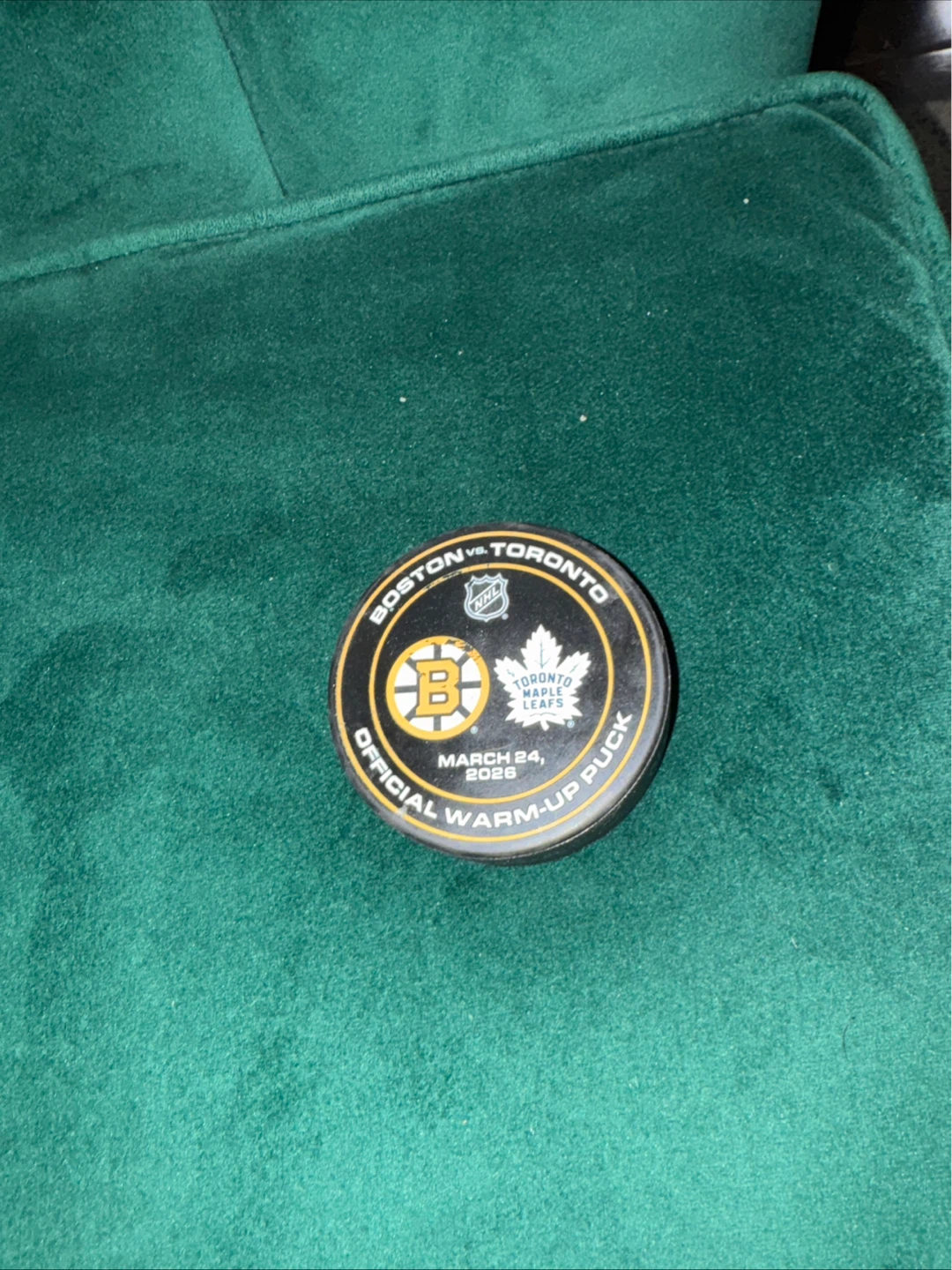 NHL Official Warm-Up Puck - Boston vs. Toronto March 24, 2026 - photo 2