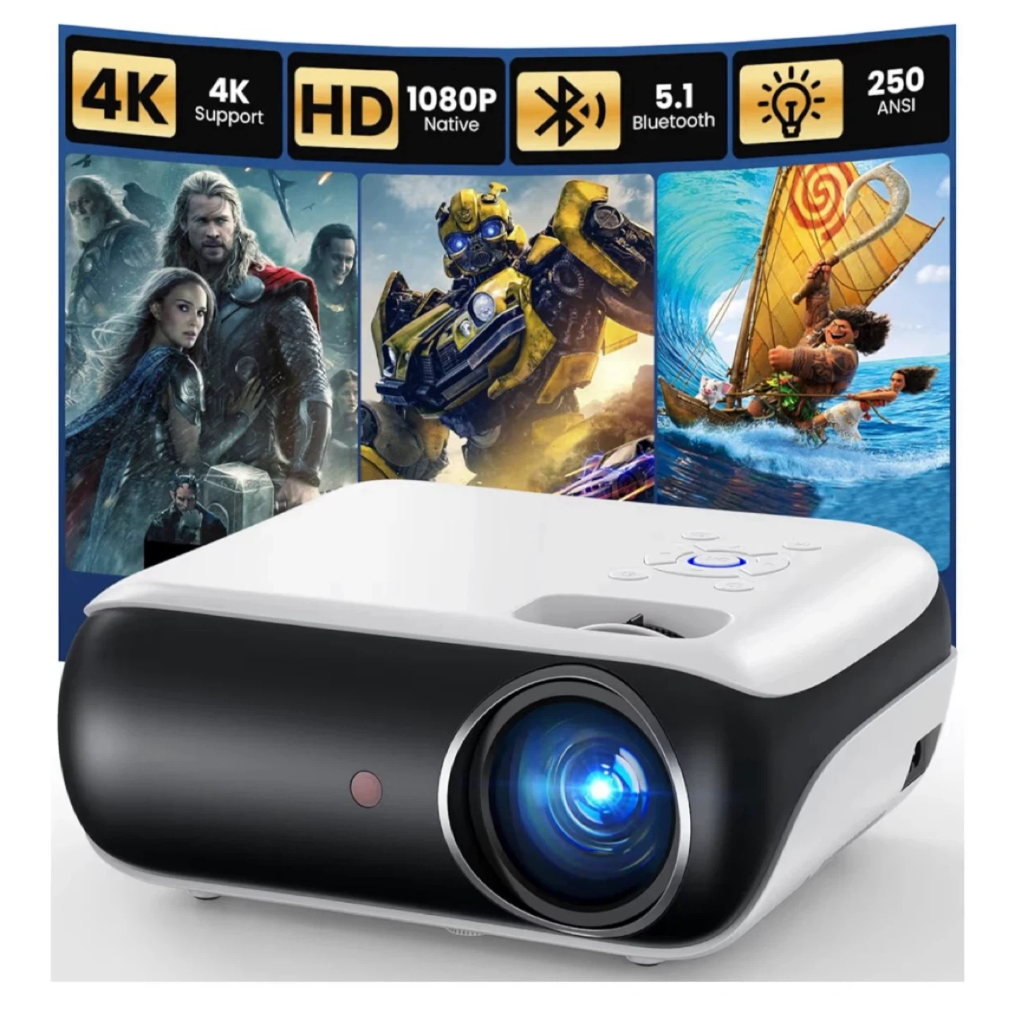 HAPPRUN Native 1080P Bluetooth Projector - photo 3