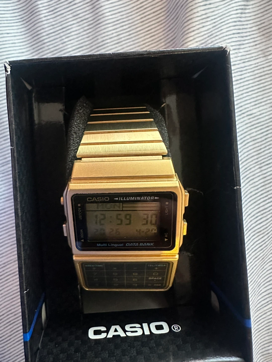 Casio Illuminator Multi Lingual Data Bank Gold Watch