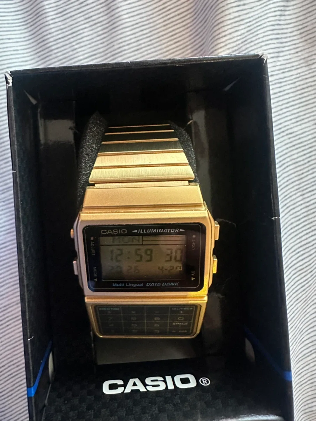 Casio Illuminator Multi Lingual Data Bank Gold Watch