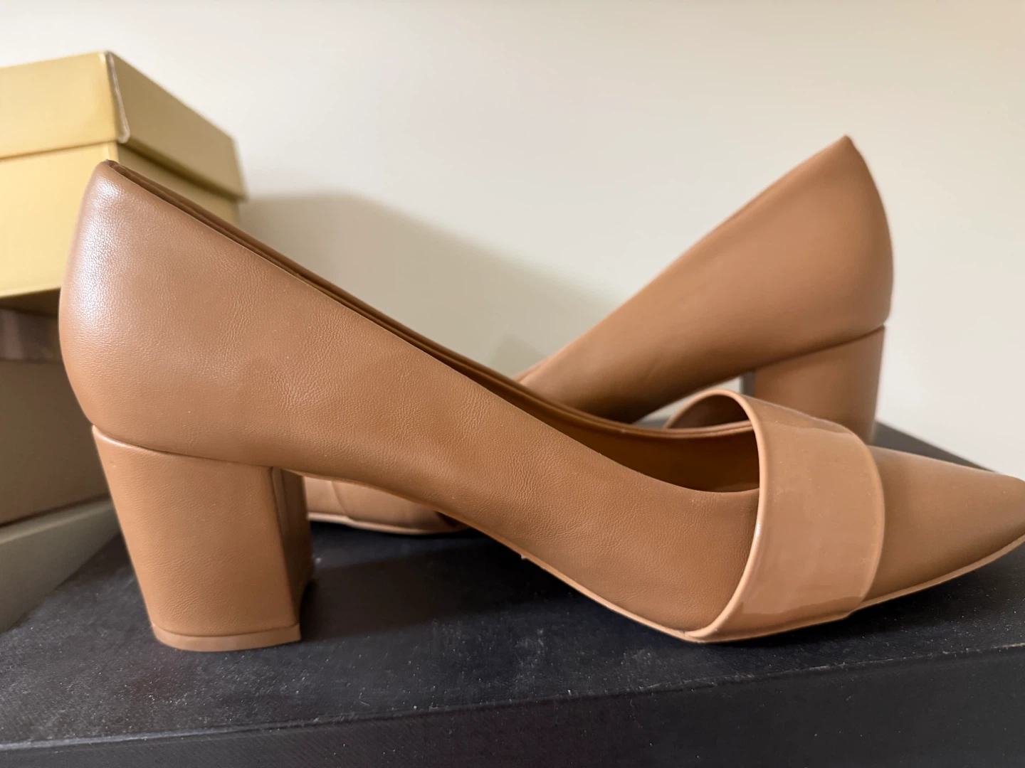 Nude Pointed-Toe Block Heel Pump