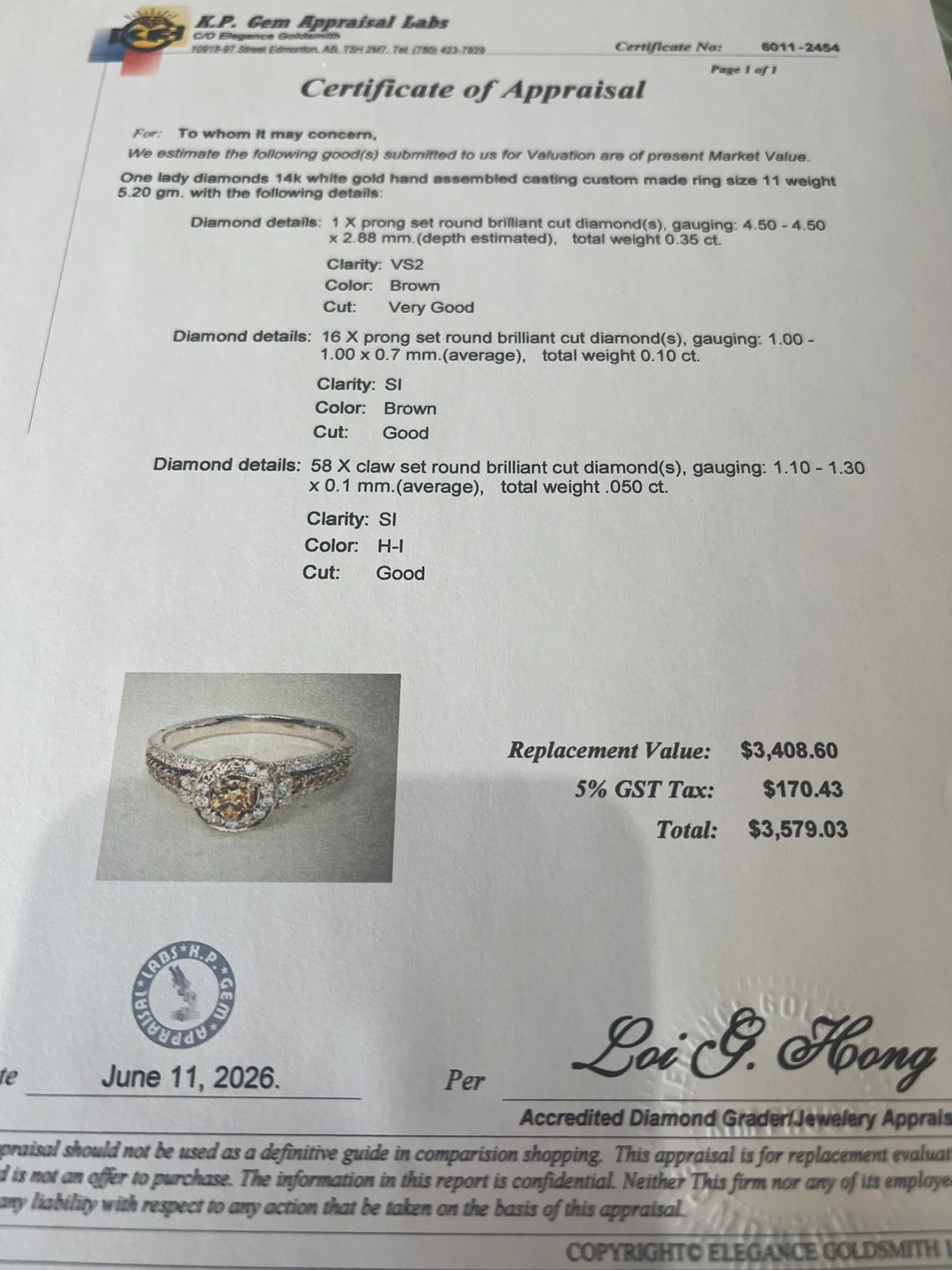 14 k diamond ring 1.00 CTW w/appraisal - photo 4
