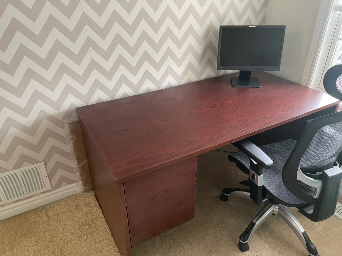 Cherry Wood Office Desk with Drawers - photo 2