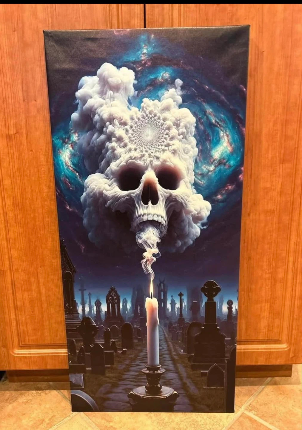 Gothic Skull and Candle Canvas Art