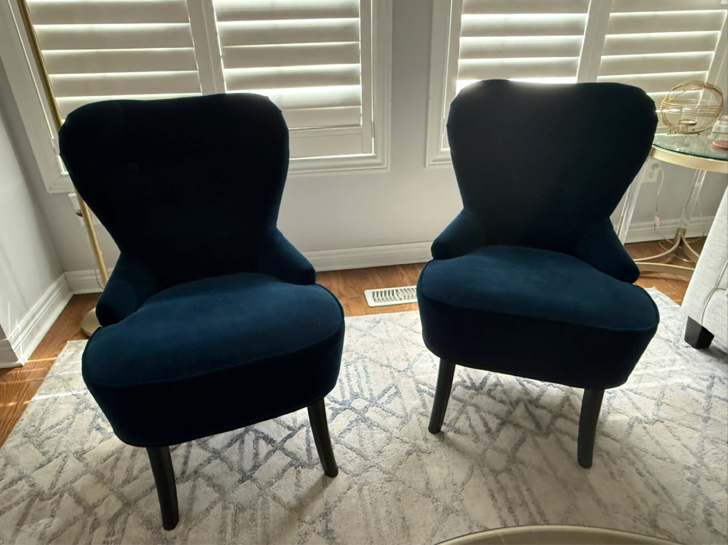 Dark Blue Velvet Accent Chairs (Set of 2) - photo 3