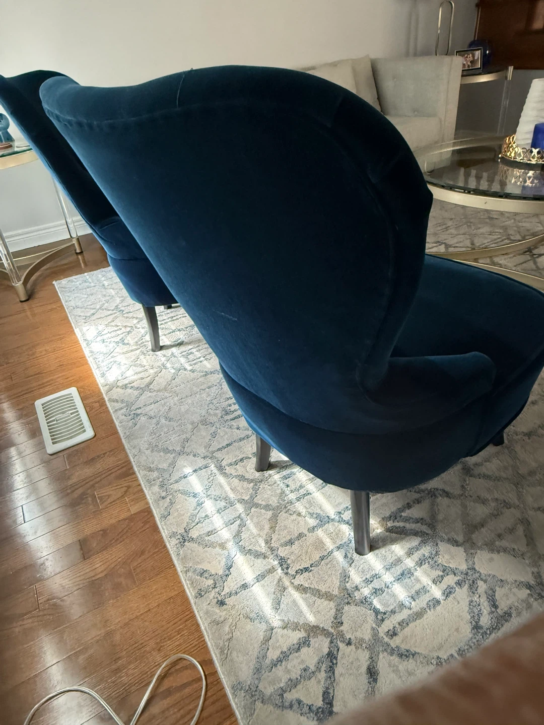Dark Blue Velvet Accent Chairs (Set of 2)