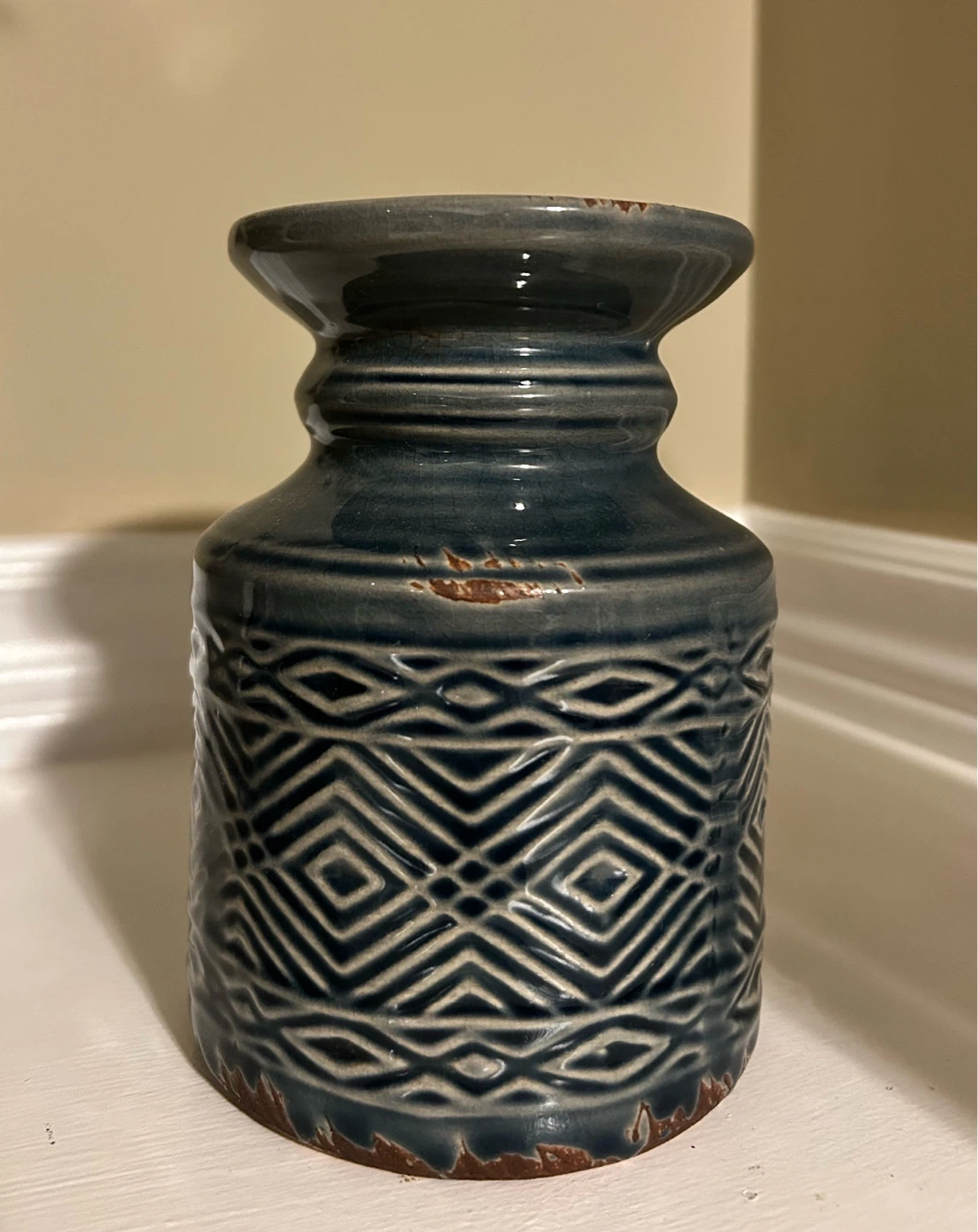 Blue Ceramic Candle Holder