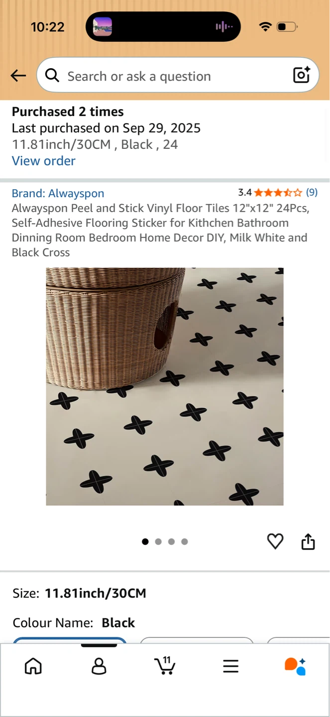 Alwayspon Peel and Stick Floor Tiles - Black Cross Pattern - photo 4