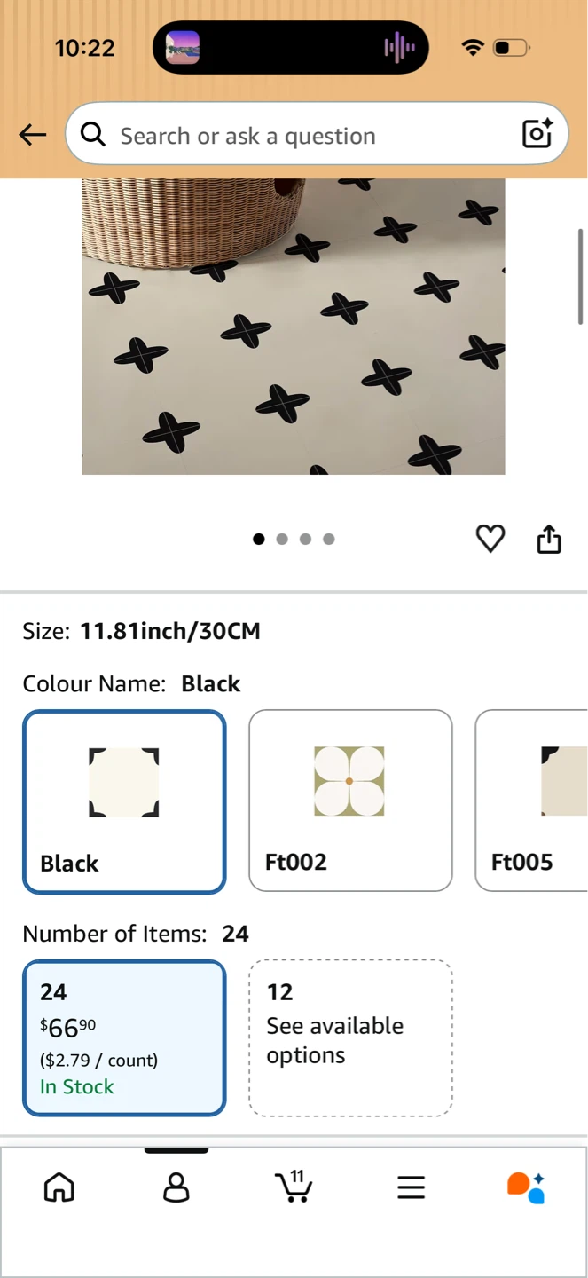 Alwayspon Peel and Stick Floor Tiles - Black Cross Pattern - photo 5