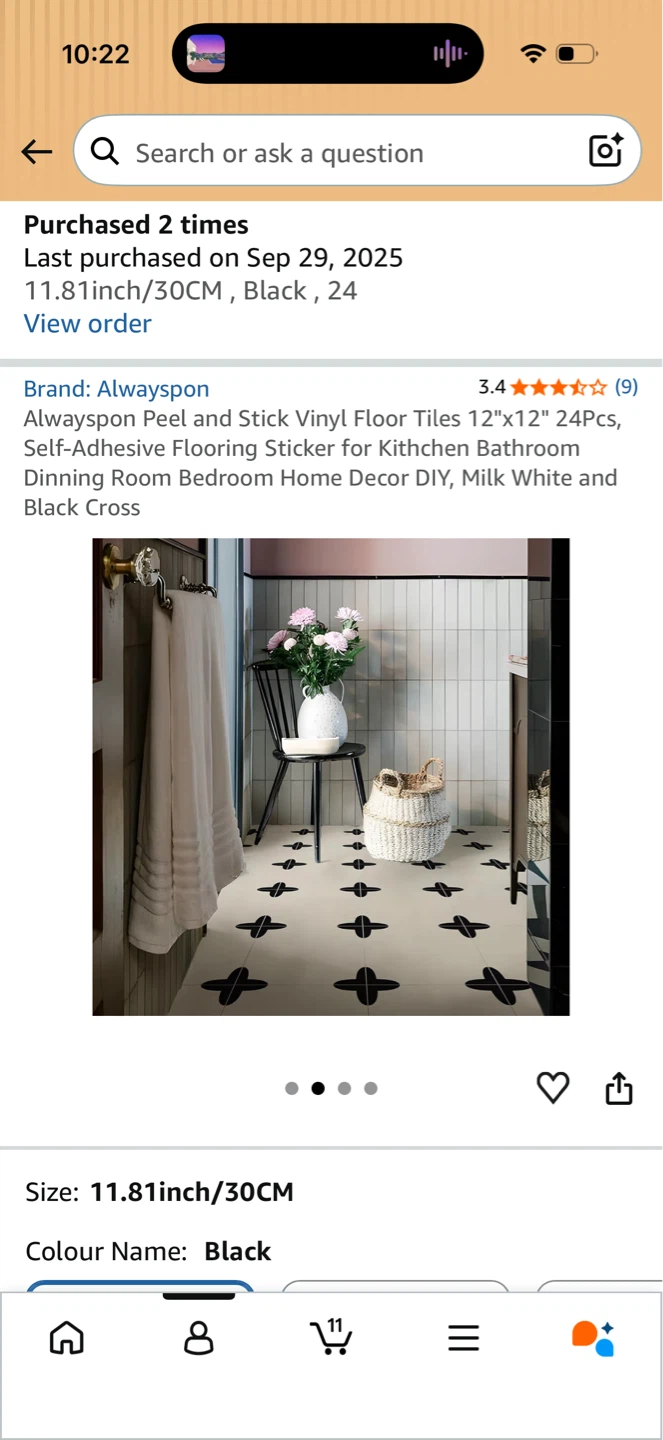 Alwayspon Peel and Stick Floor Tiles - Black Cross Pattern - photo 2