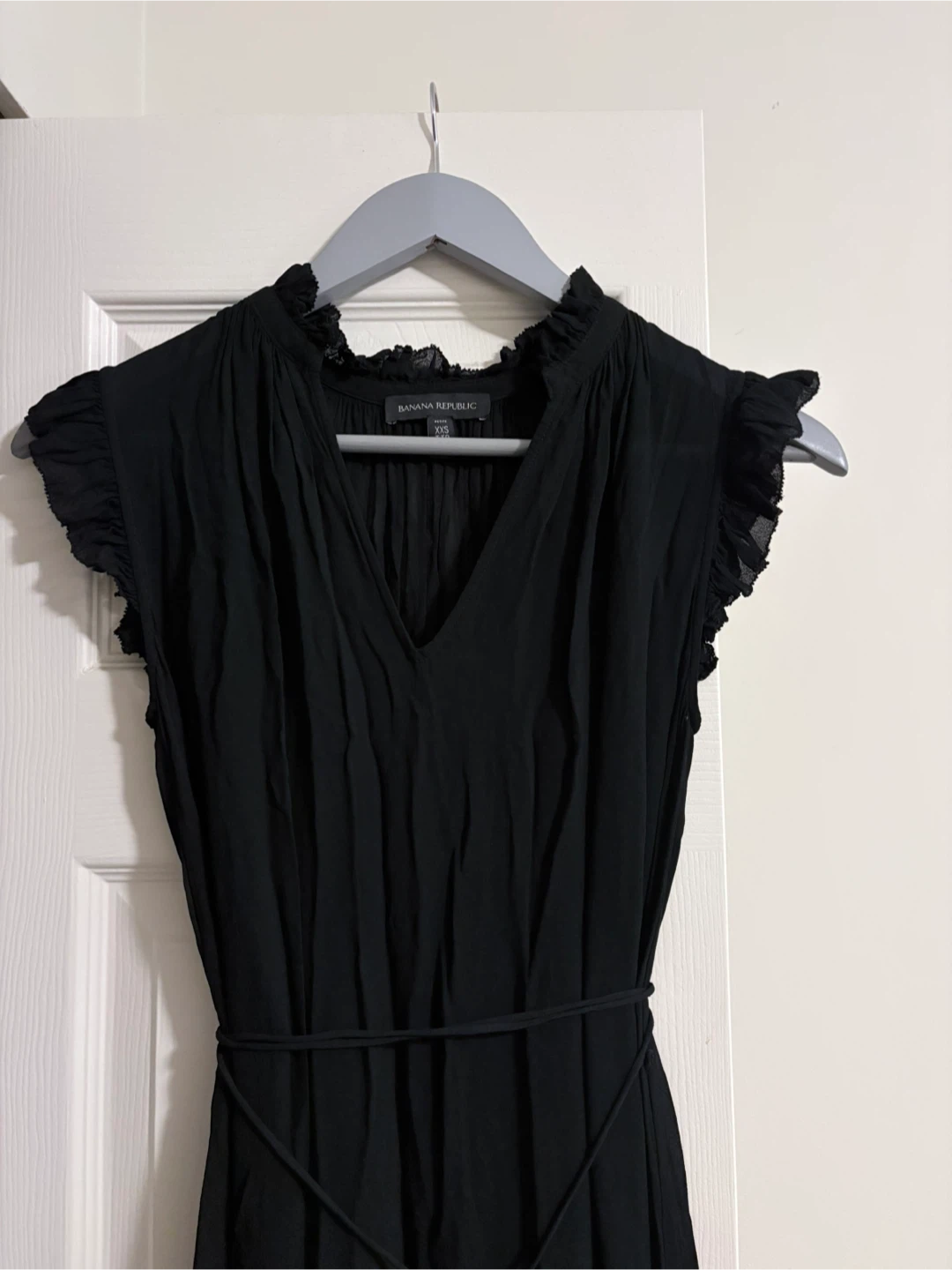 Banana Republic Black Petite Ruffled Maxi Dress XXS