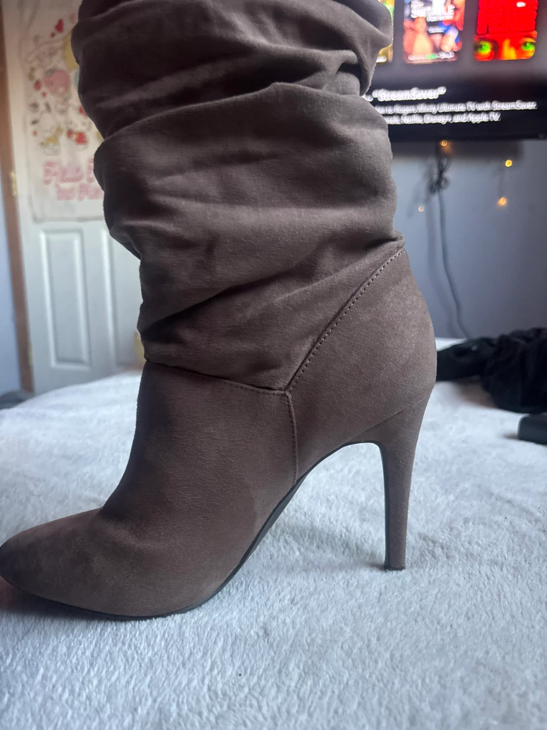 Brown Slouchy High Heel Boots