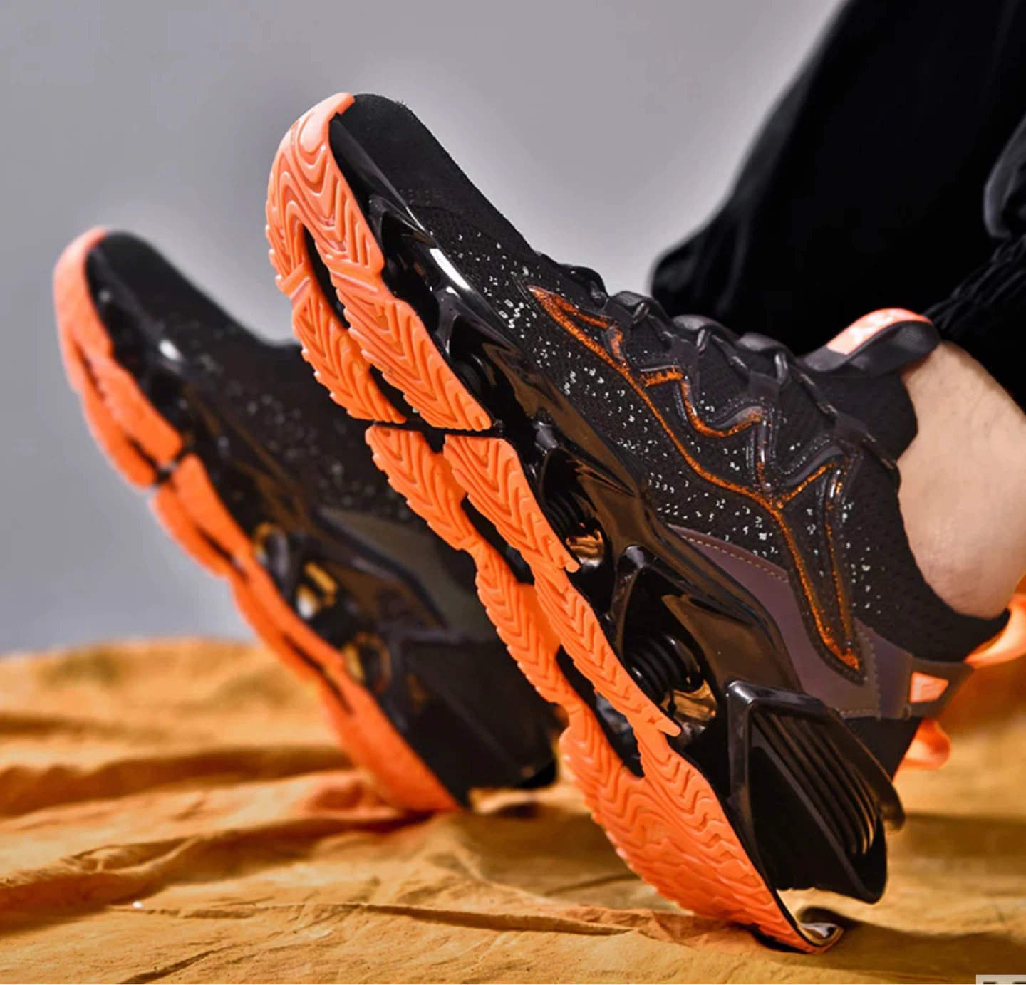 Black and Orange Running Shoes