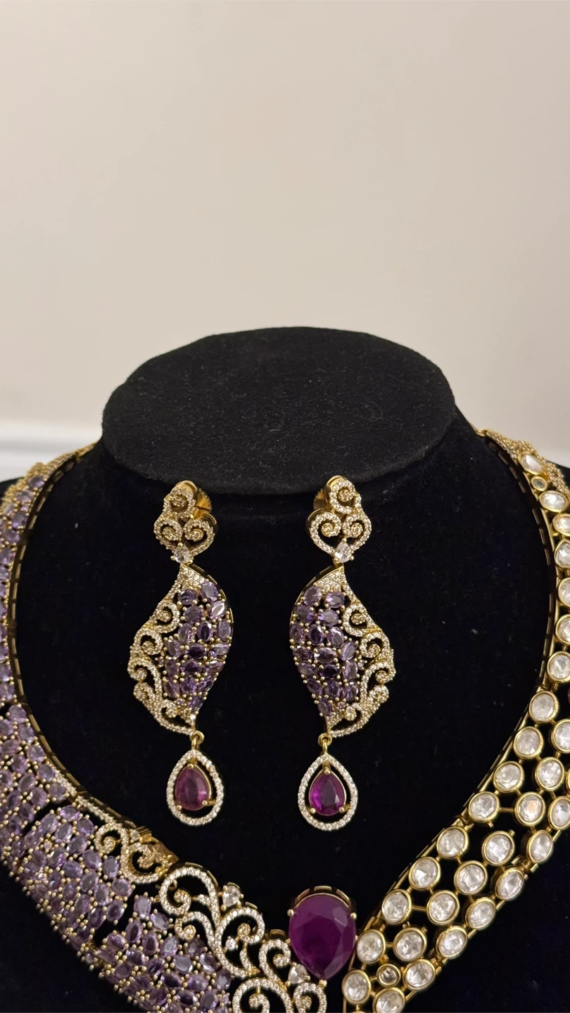 Purple moissanite necklace set - photo 2