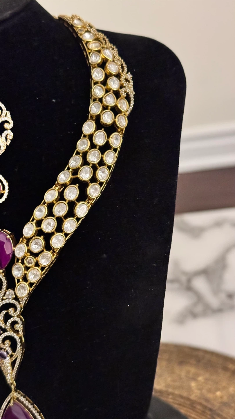 Purple moissanite necklace set - photo 4