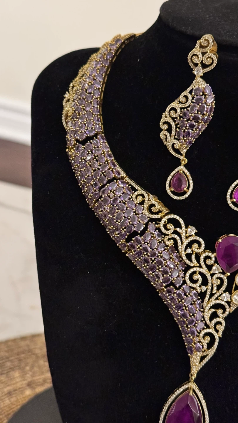 Purple moissanite necklace set - photo 5