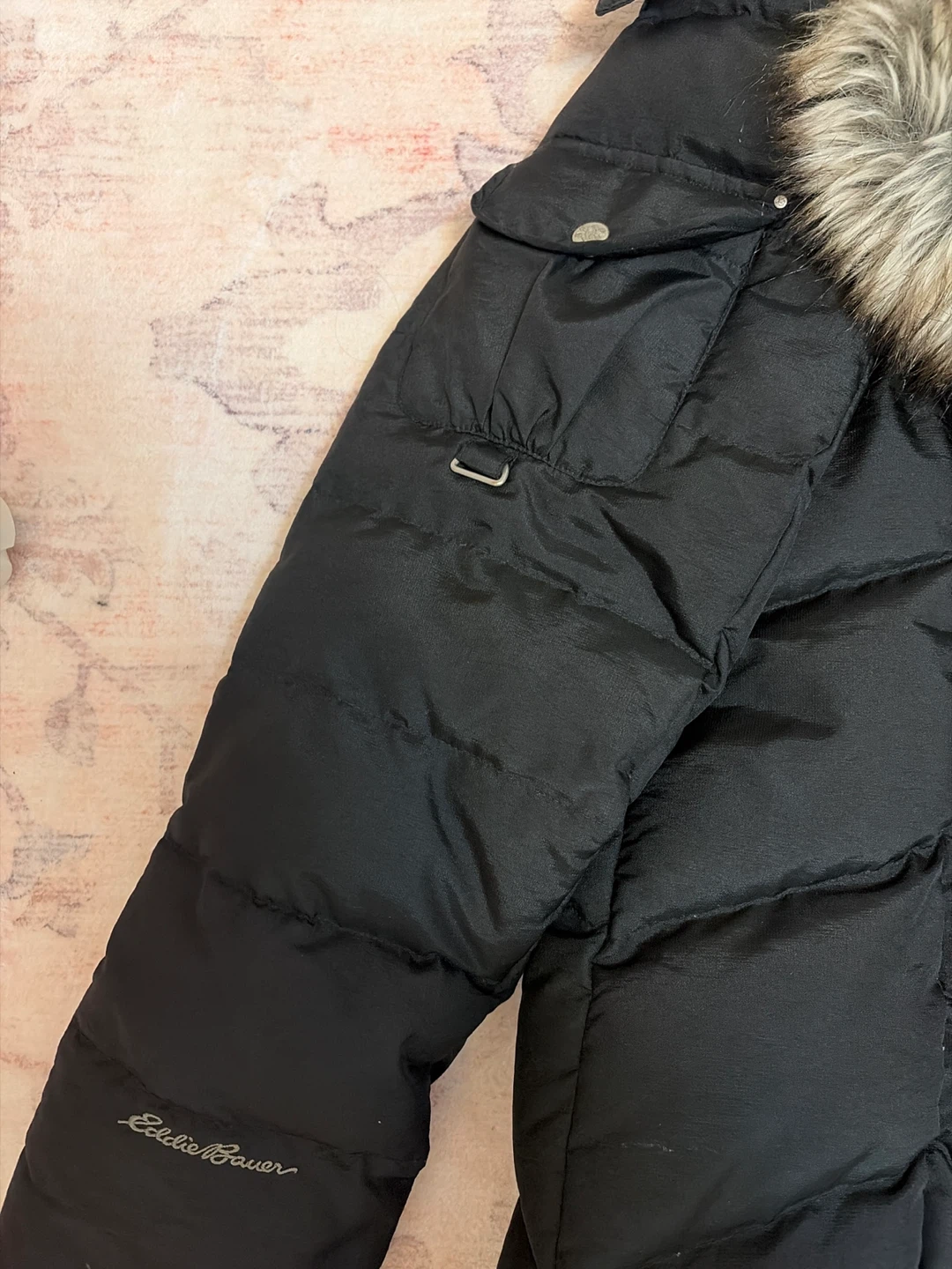 Eddie Bauer Black Jacket with Fur Trim Hood - photo 4