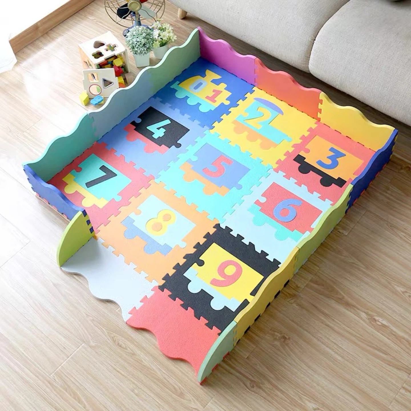 Foam Play Mat with Numbers 0-9 Train Design