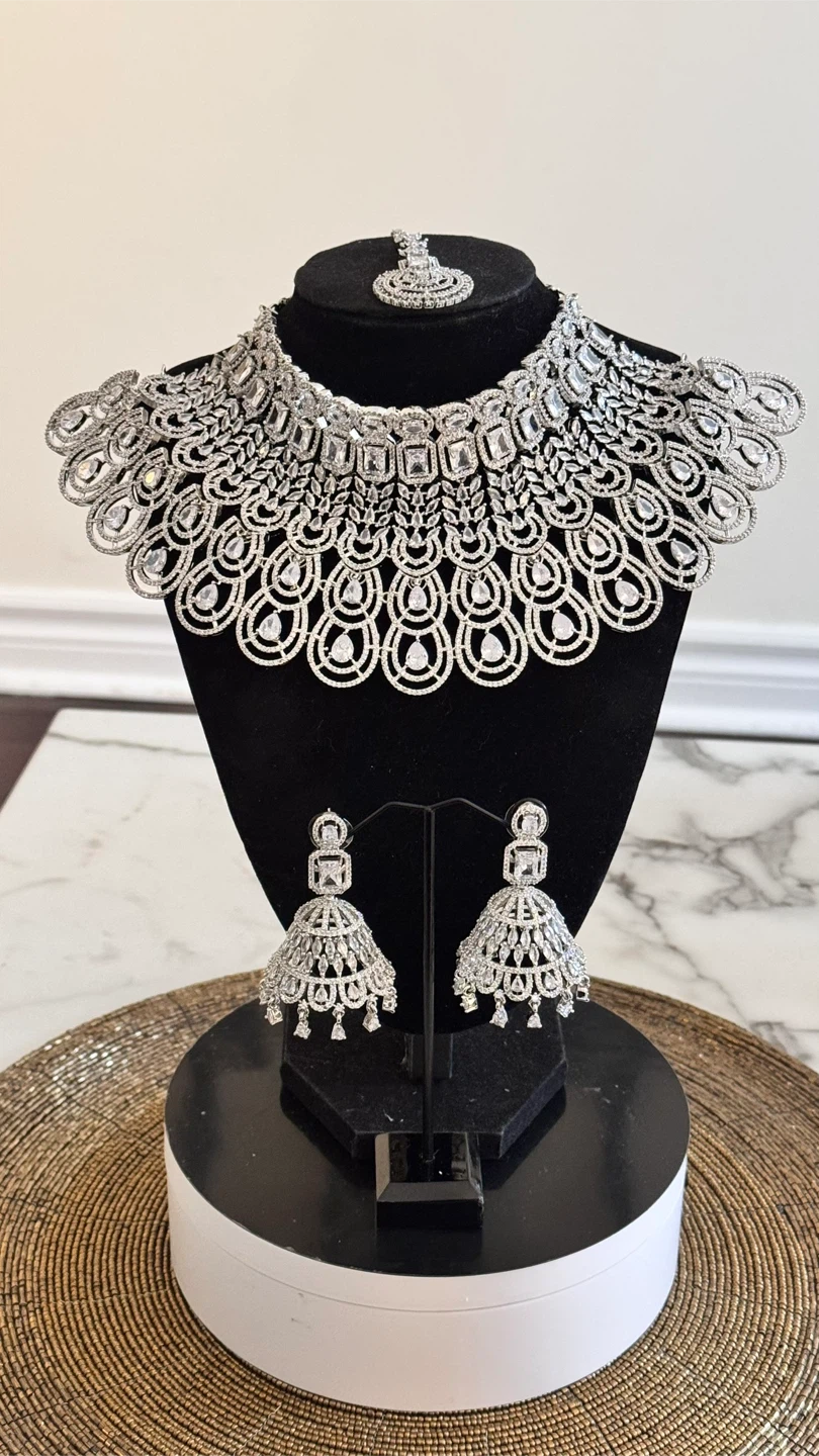 AD Bridal Necklace Set with Earrings and Tikka