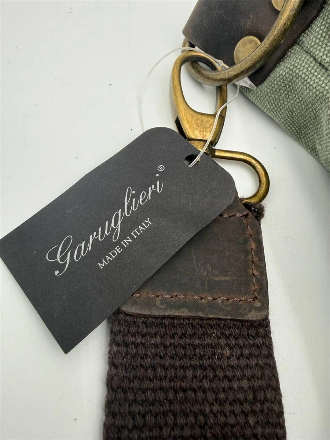 Garuglieri Canvas & Leather Shoulder Bag nwt - photo 3