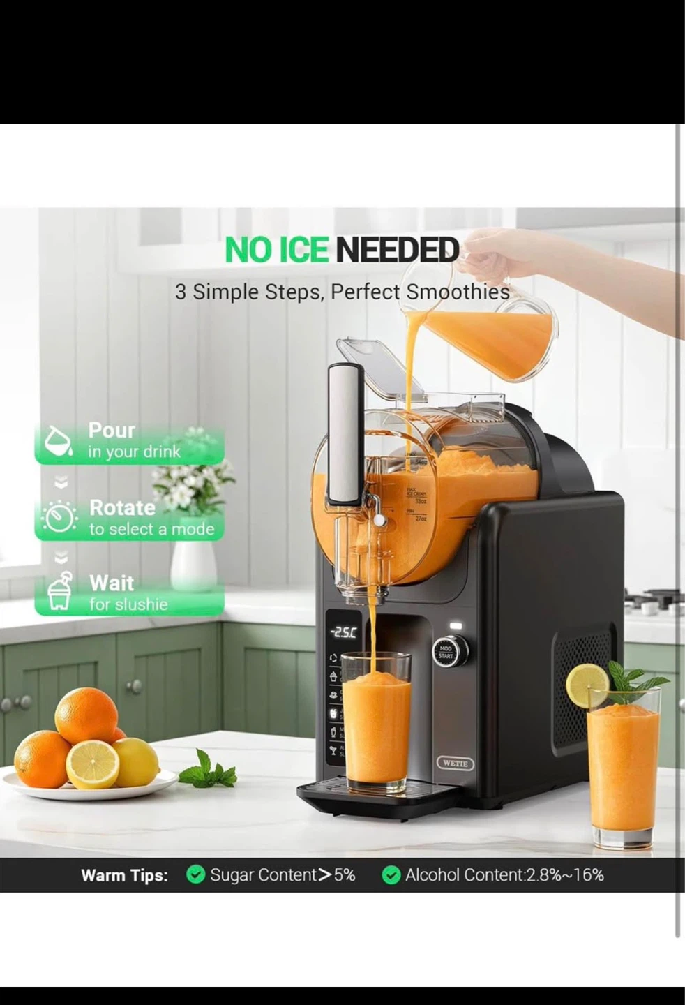 Slushie Machine,82 oz, LED Display, Auto-Clean, 5-in-1 - photo 2