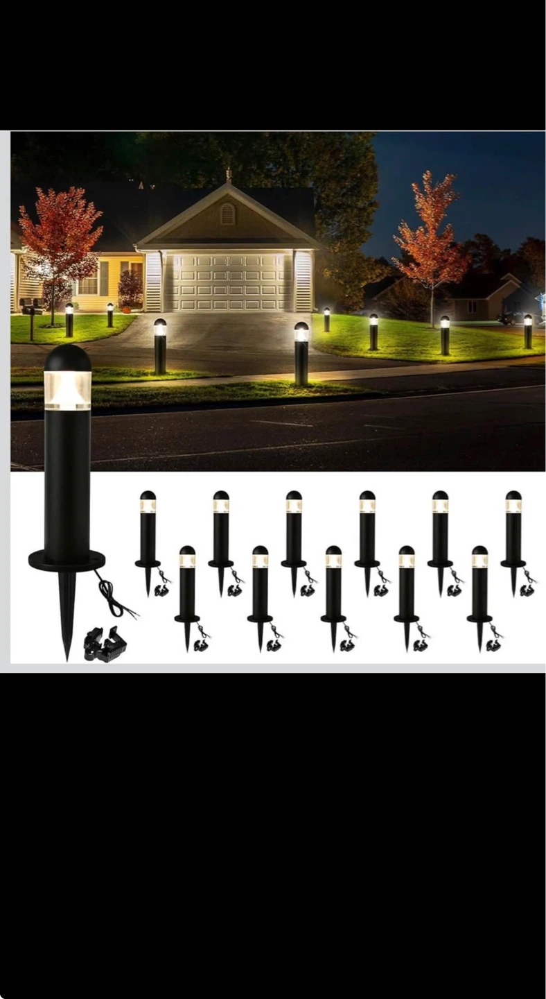 12 Pack Black Low Voltage Landscape Path Lights - 11.82" Tall