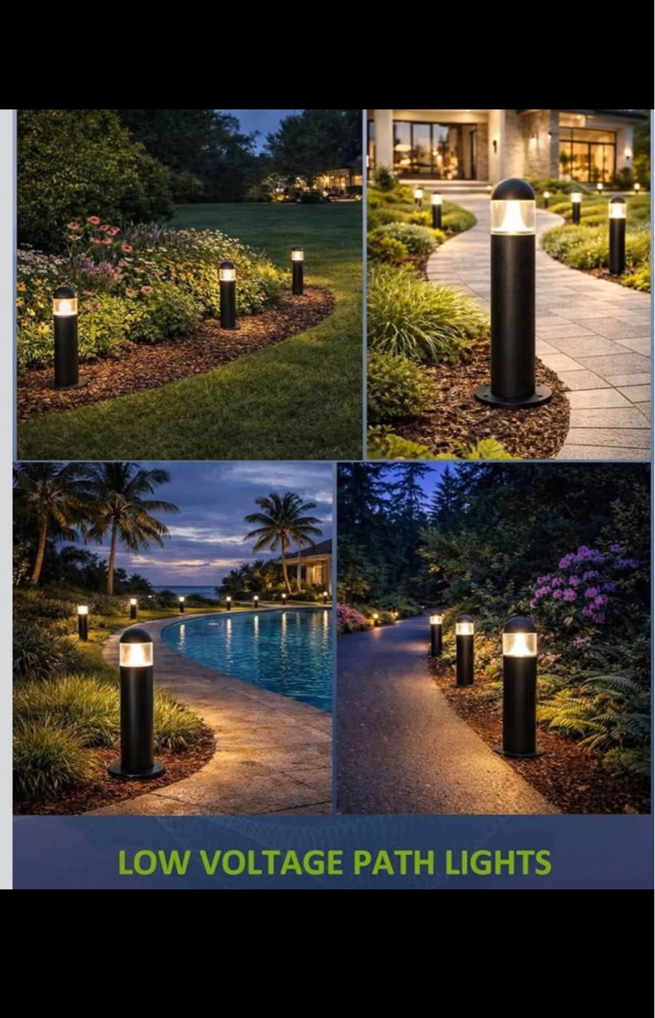 12 Pack Black Low Voltage Landscape Path Lights - 11.82" Tall - photo 4