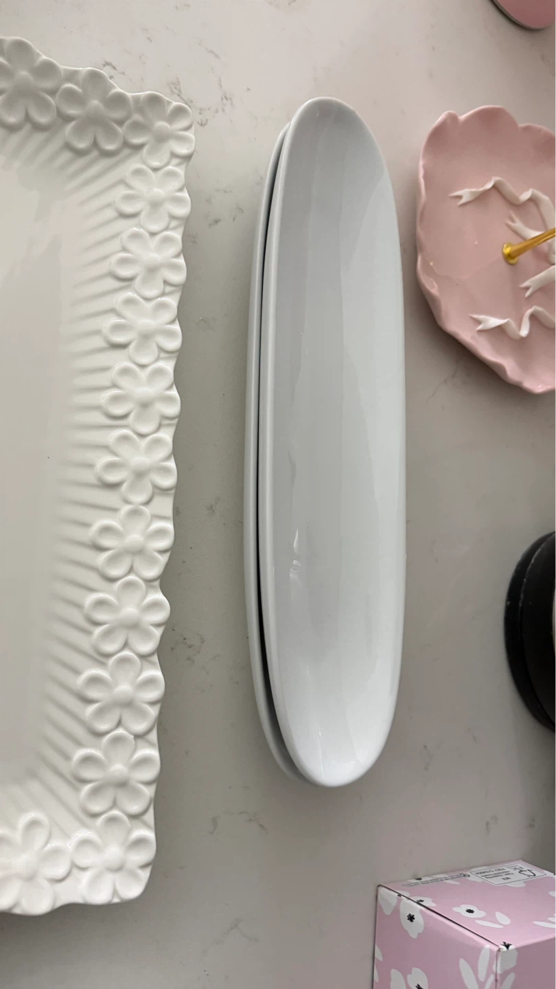 White serving platter with floral border. serving plates - photo 2