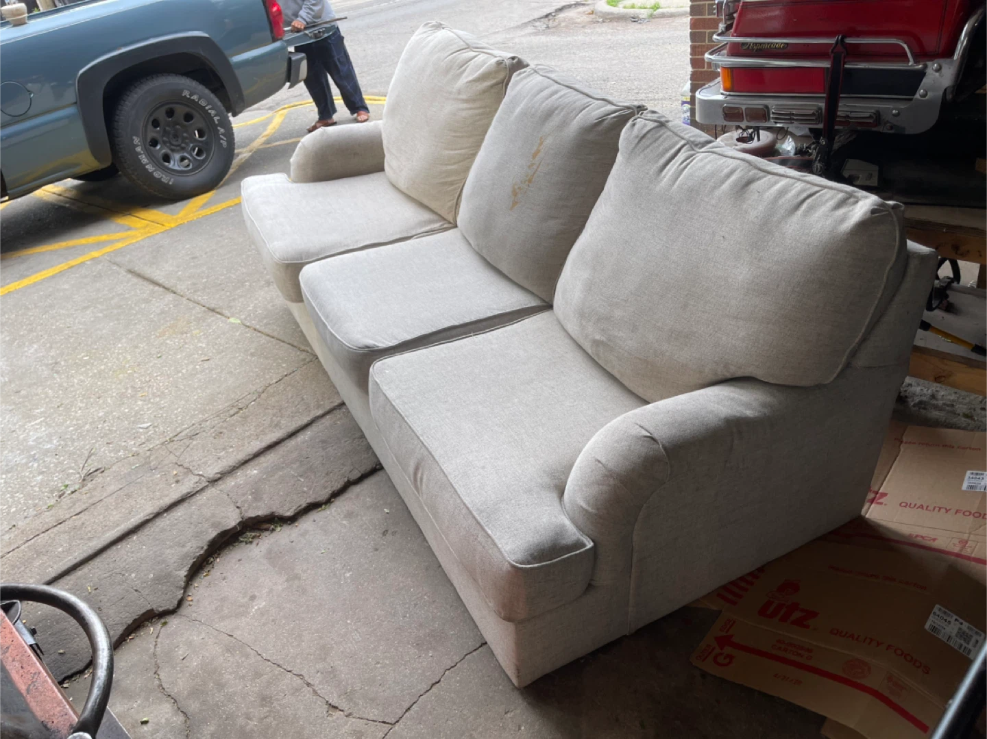 Light Beige Sofa with 3 Cushions