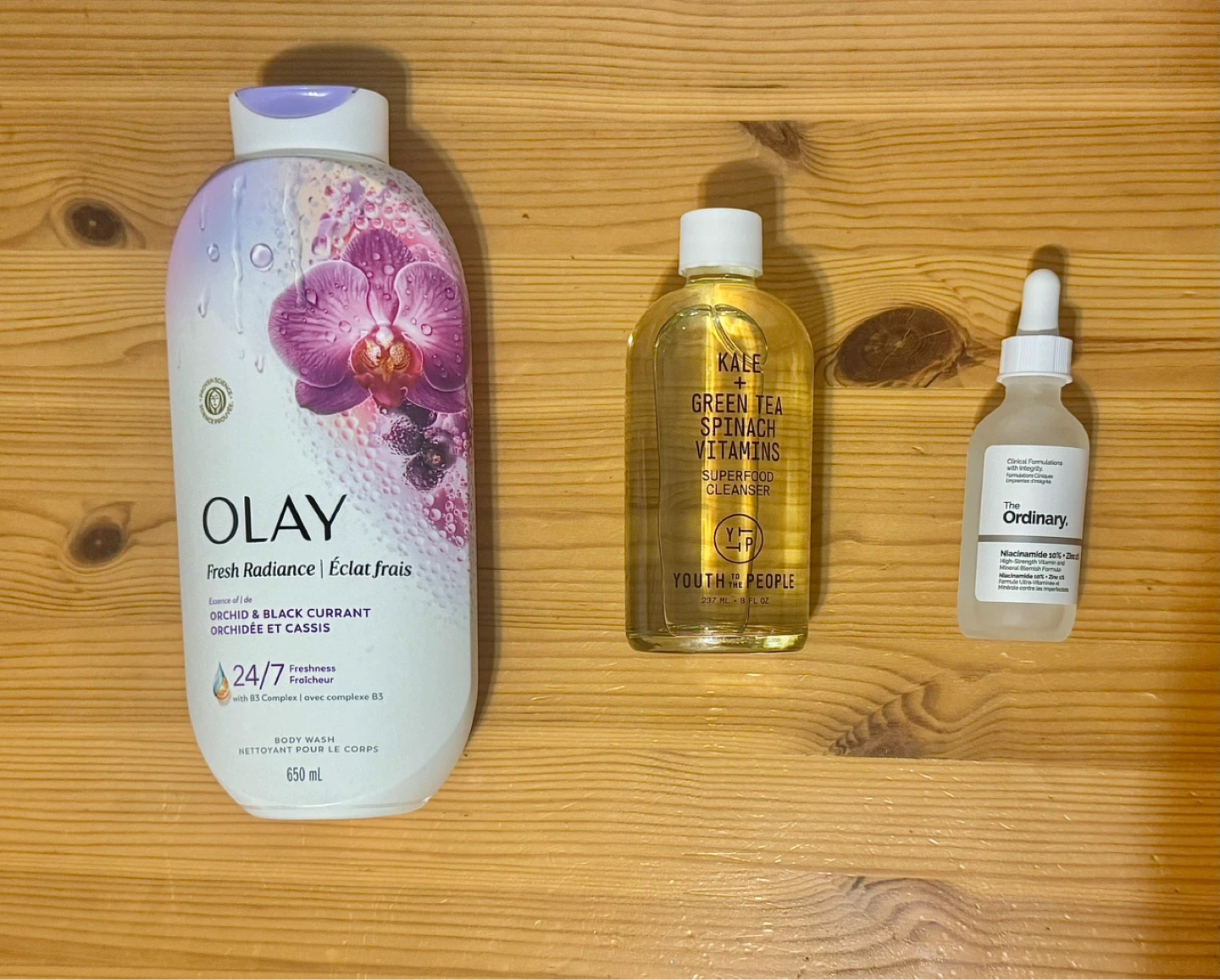 Youth to the People superfood face cleanser + The Ordinary serum