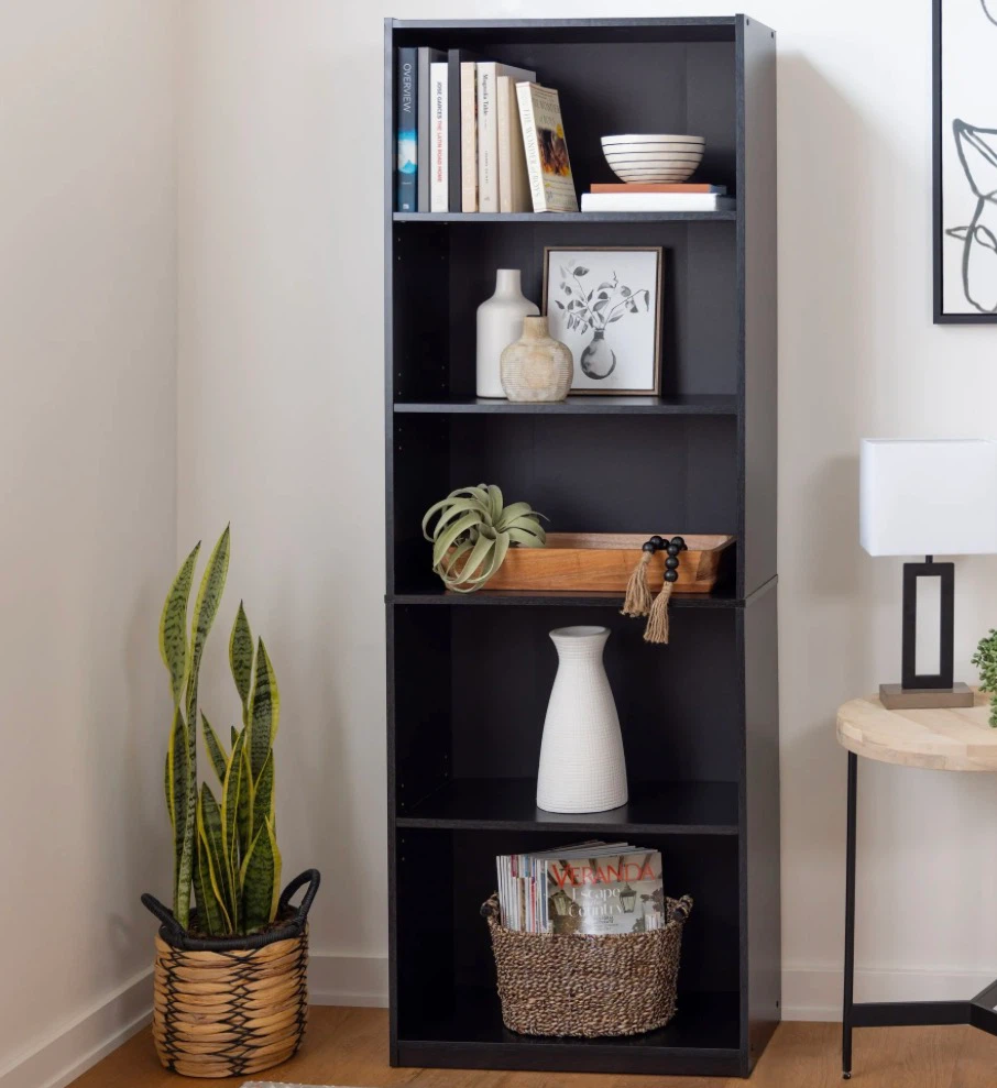 Black 5-Shelf Bookshelf