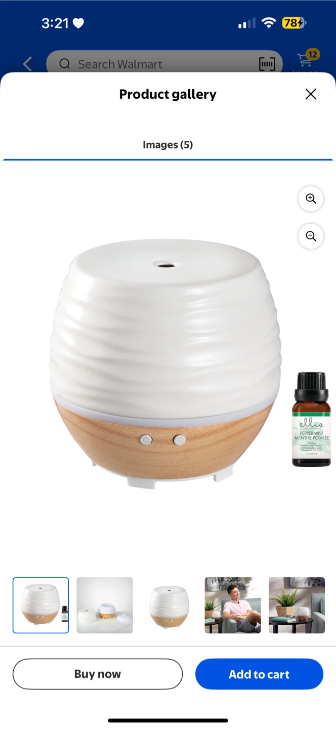 Ellia Ascend Ultrasonic Aroma Diffuser + 3 Essential Oils