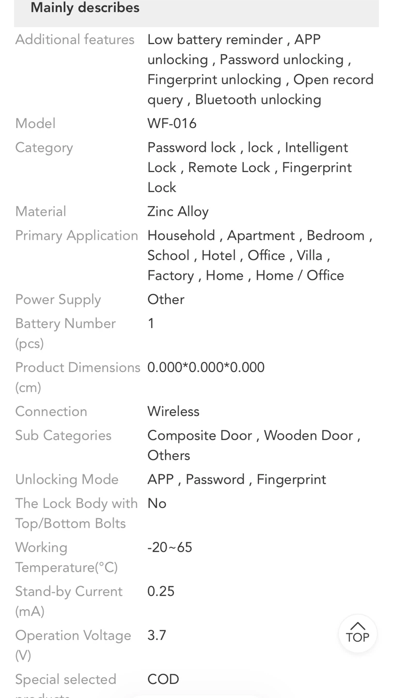WAFU WF-016 Fingerprint Password Handle Lock - photo 4