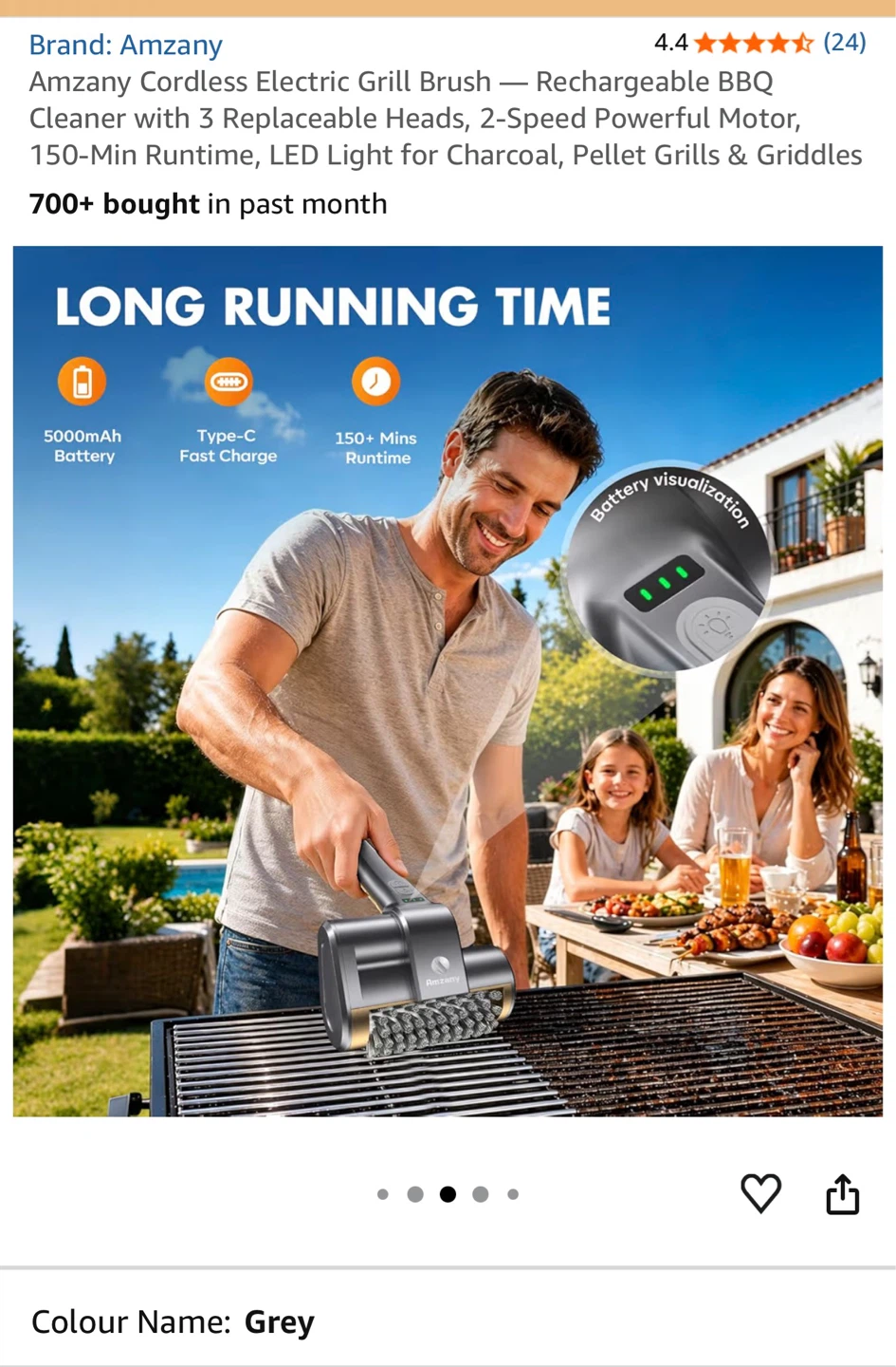 Amzany Cordless Electric Grill Brush