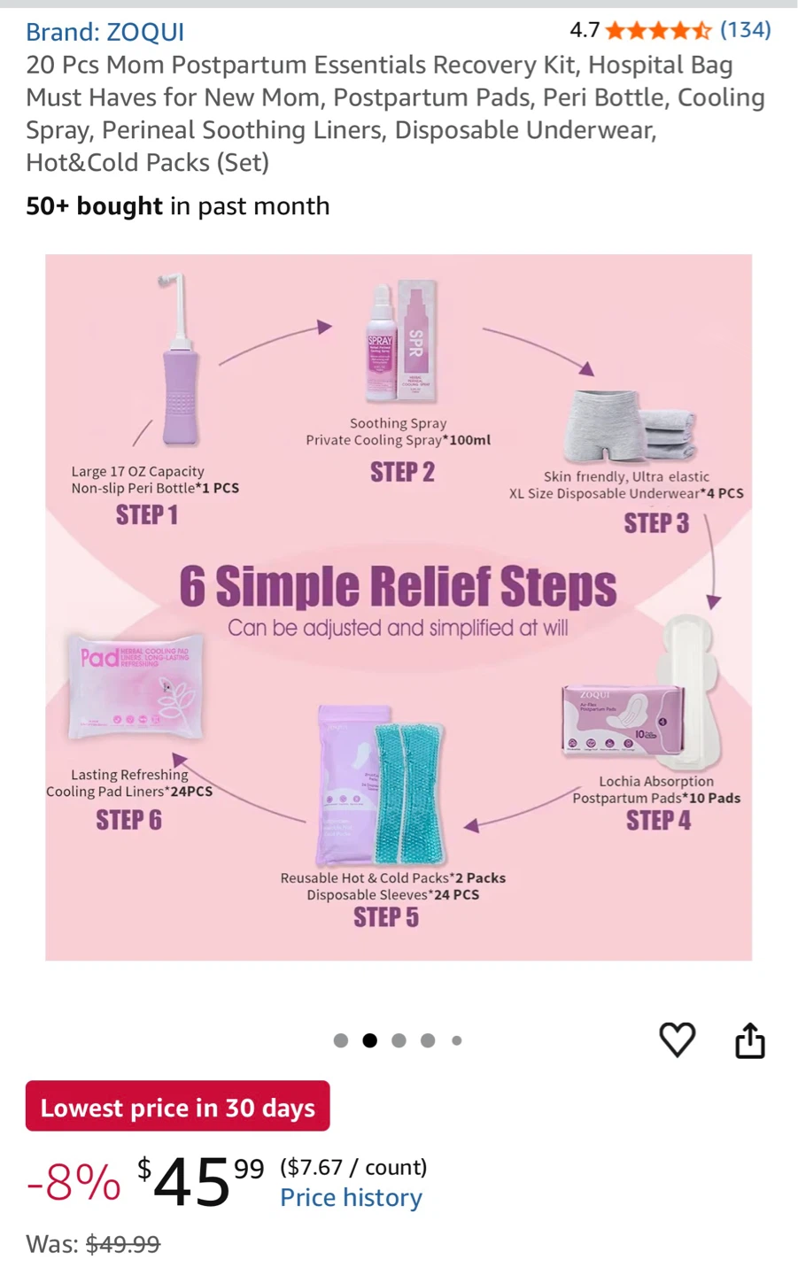 ZOQUI 20 Pcs Postpartum Essentials Recovery Kit - photo 2