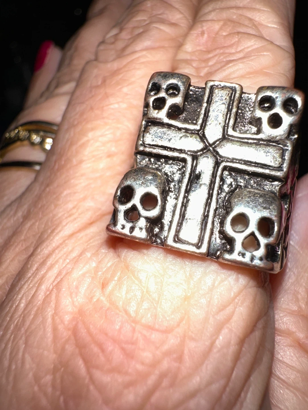Skull and Cross silver tone Ring - photo 4