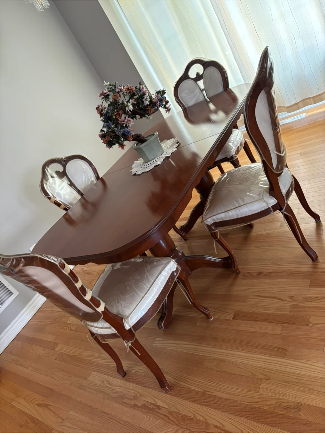 Solid Wood Dining Table with Extension + 6 Chairs