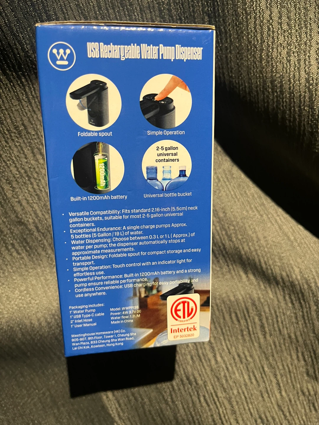 Westinghouse USB Rechargeable Water Pump Dispenser - photo 2